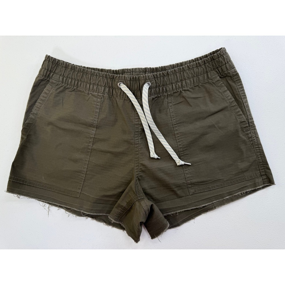 Vuori Ripstop Shorts Womens Small Green Cotton Drawstring Raw Hem Gorpcore